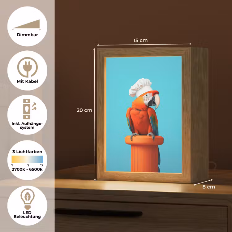 Ara - Koksmuts - Sokkel - Grappig Light Box met kabel (Tafellamp) klein -USP_DE