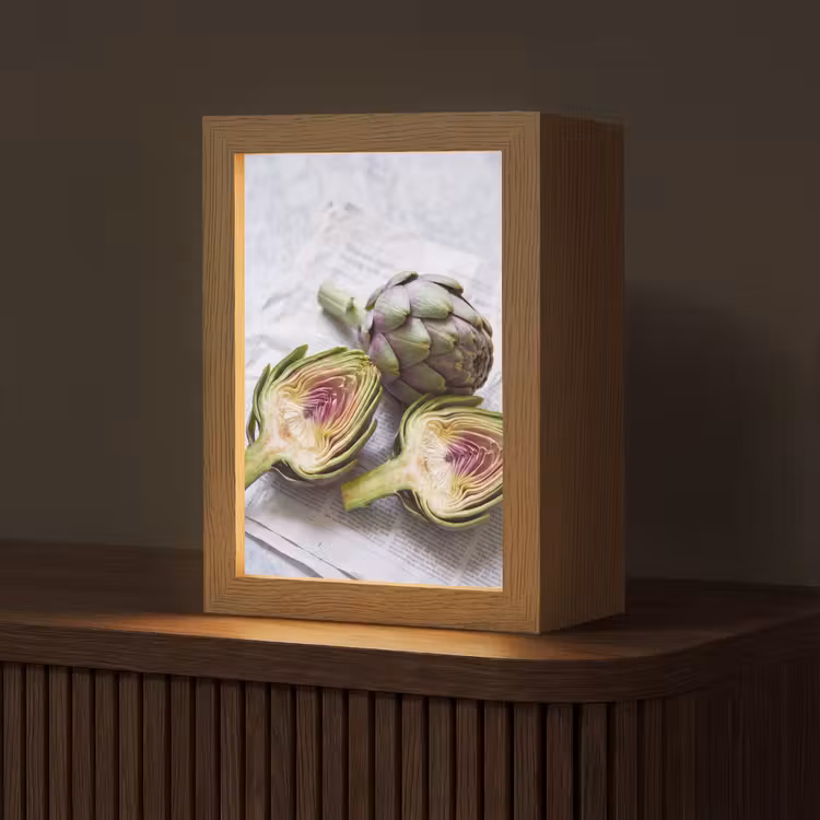 Tischlampe - Artischocke – aufgeschnitten – Essen - Artisjok - Doorgesneden - Eten Light Box met kabel (Tafellamp) klein