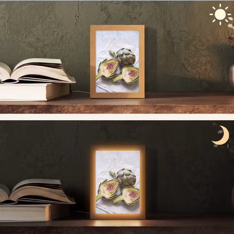 Tischlampe - Artischocke – aufgeschnitten – Essen - Artisjok - Doorgesneden - Eten Light Box met kabel (Tafellamp) klein