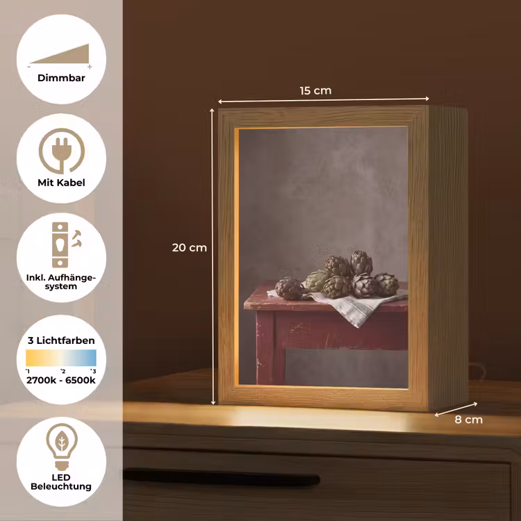 Tischlampe - Artischocke – Essen – Rustikal - Artisjok - Eten - Rustiek Light Box met kabel (Tafellamp) klein