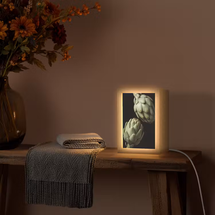 Tischlampe - Artischocke – Grün – Essen - Artisjok - Groen - Eten Light Box met kabel (Tafellamp) klein