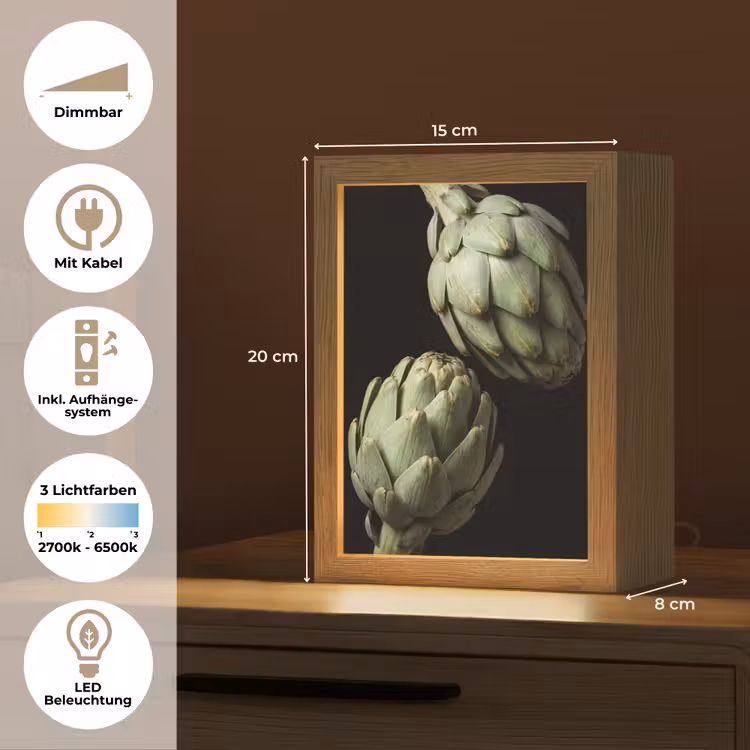 Tischlampe - Artischocke – Grün – Essen - Artisjok - Groen - Eten Light Box met kabel (Tafellamp) klein