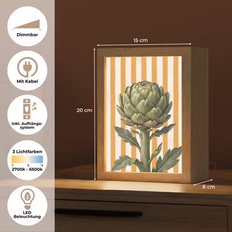 Tischlampe - Artischocke – Modern – Gemüse - Artisjok - Modern - Groente Light Box met kabel (Tafellamp) klein
