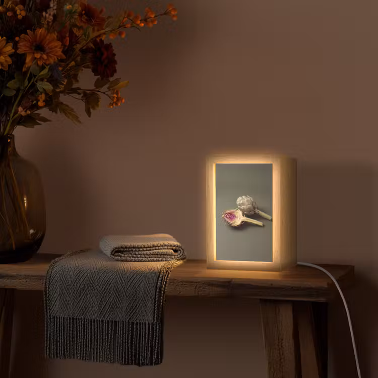 Tischlampe - Artischocke – Violett – Lebensmittel - Artisjok - Paars - Voedsel Light Box met kabel (Tafellamp) klein