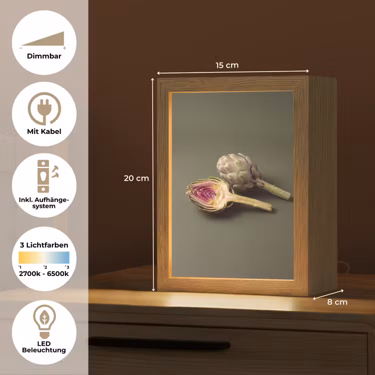 Tischlampe - Artischocke – Violett – Lebensmittel - Artisjok - Paars - Voedsel Light Box met kabel (Tafellamp) klein