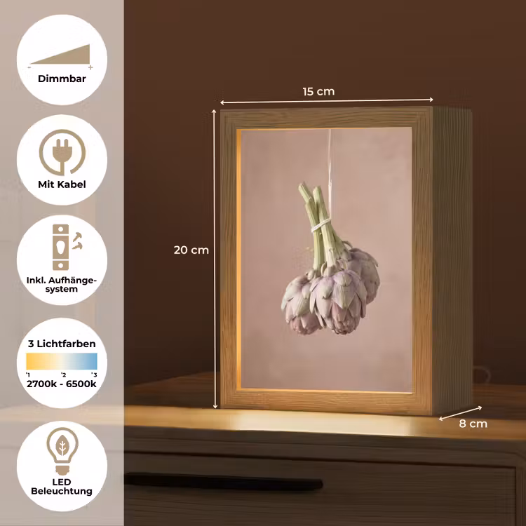 Tischlampe - Artischocken – Hängend – Gemüse - Artisjokken - Hangend - Groenten Light Box met kabel (Tafellamp) klein