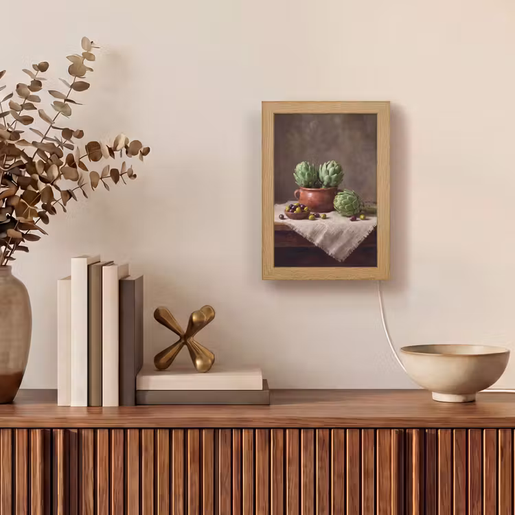 Tischlampe - Artischocken – Oliven – Essen - Artisjokken - Olijven - Eten Light Box met kabel (Tafellamp) klein