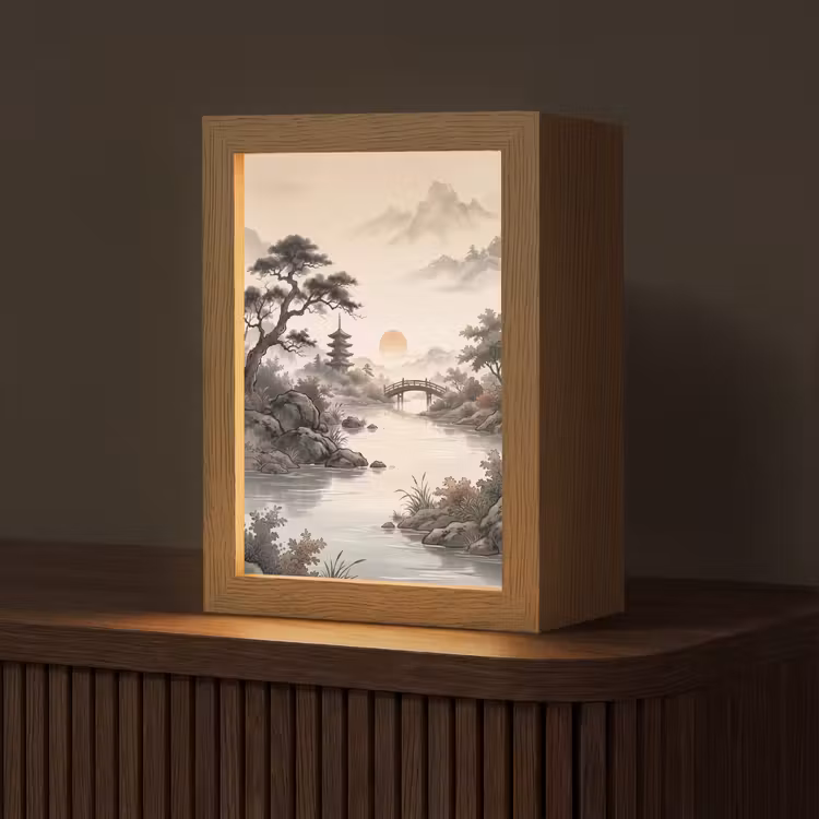 Azië - Landschap - Kleurrijk Light Box met kabel (Tafellamp) klein -z3d_website
