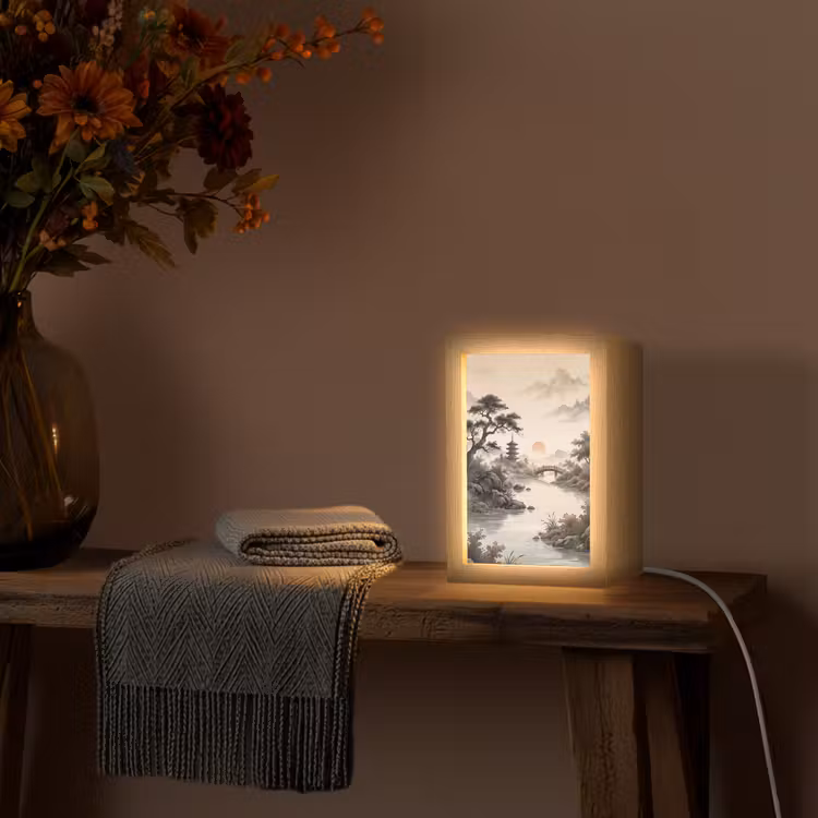 Azië - Landschap - Kleurrijk Light Box met kabel (Tafellamp) klein -sfeer4