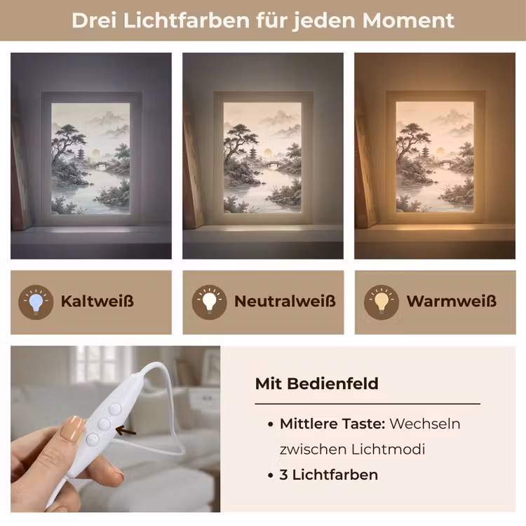 Azië - Landschap - Kleurrijk Light Box met kabel (Tafellamp) klein -USP_lichtkleurDE