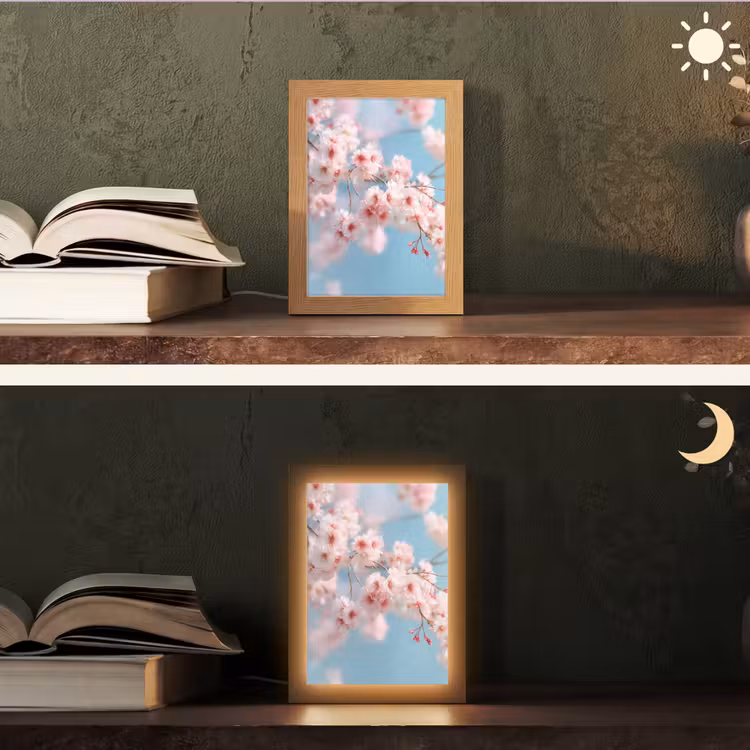 Takken - Bloesems - Roze Light Box met kabel (Tafellamp) klein -sfeer3
