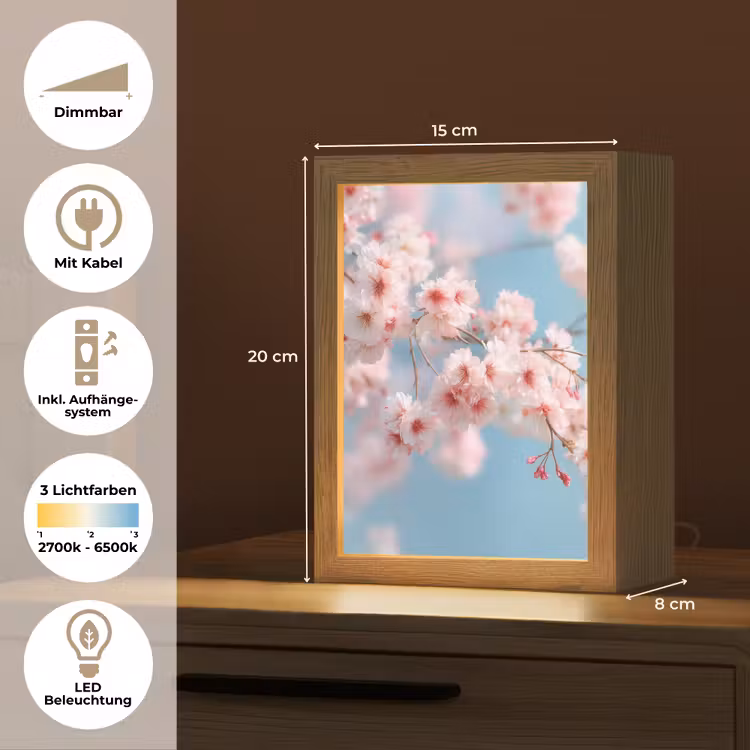 Takken - Bloesems - Roze Light Box met kabel (Tafellamp) klein -USP_DE