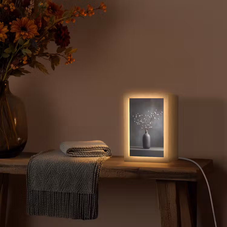 Takken - Vaas - Bolletjes - Wit Light Box met kabel (Tafellamp) klein -sfeer4