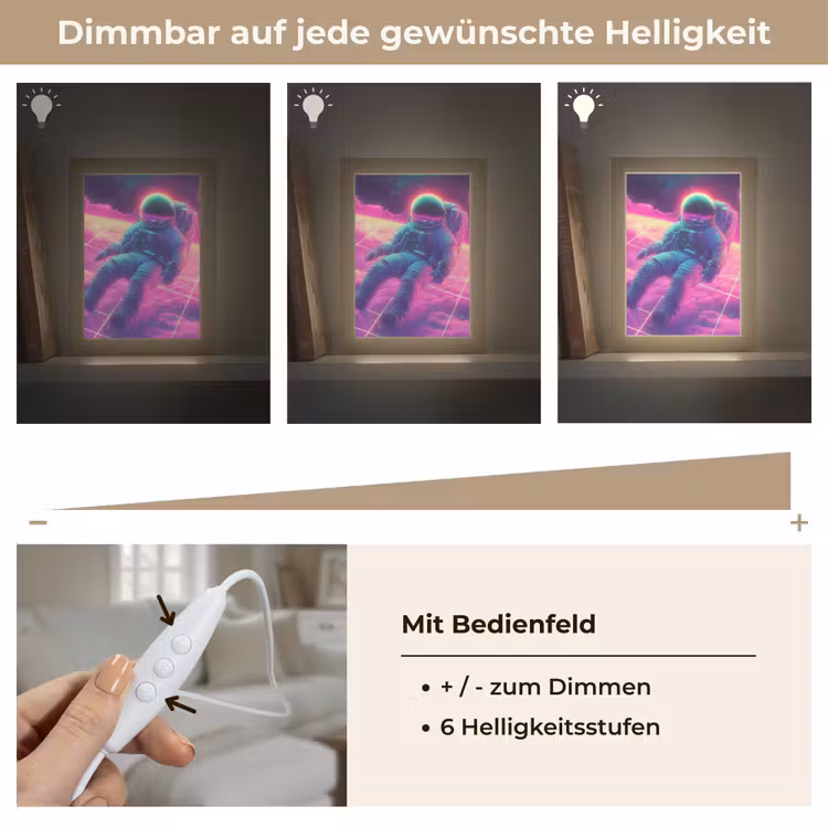 Astronaut - Neon - Roze - Wolken Light Box met kabel (Tafellamp) klein -USP_dimbaarDE