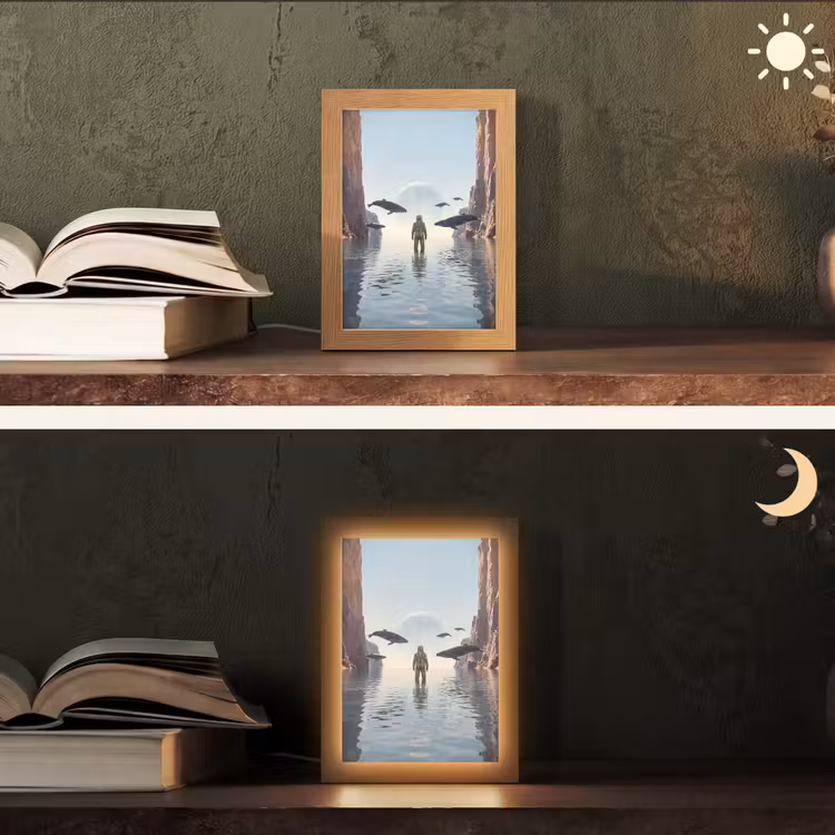 Tischlampe - Astronaut – Wal – Fantasie - Ruimtevaarder - Walvis - Fantasie Light Box met kabel (Tafellamp) klein