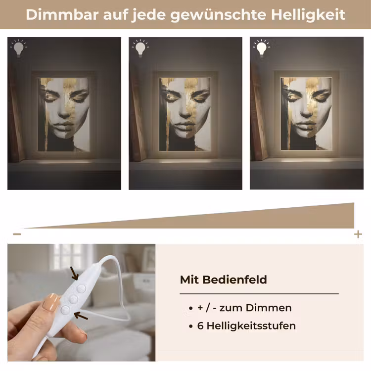 Ogen - Gezicht - Goud - Strepen Light Box met kabel (Tafellamp) klein -USP_dimbaarDE