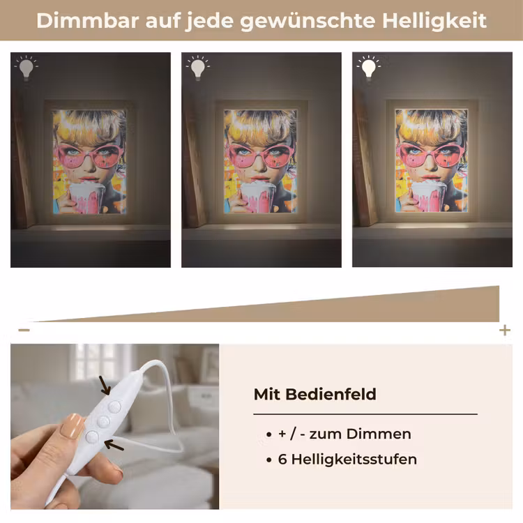 Expressief - Milkshake - Vrouw - Felle kleuren Light Box met kabel (Tafellamp) klein -USP_dimbaarDE