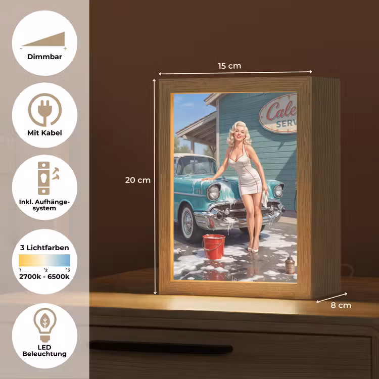 Auto - Vrouw - Groen Light Box met kabel (Tafellamp) klein -USP_DE