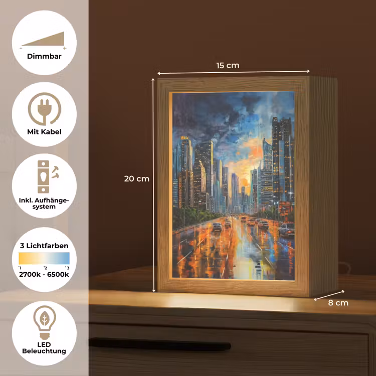 Auto - Skyline - Zon - Blauw Light Box met kabel (Tafellamp) klein -USP_DE