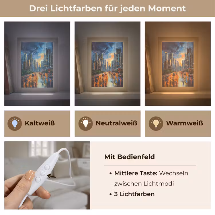 Auto - Skyline - Zon - Blauw Light Box met kabel (Tafellamp) klein -USP_lichtkleurDE