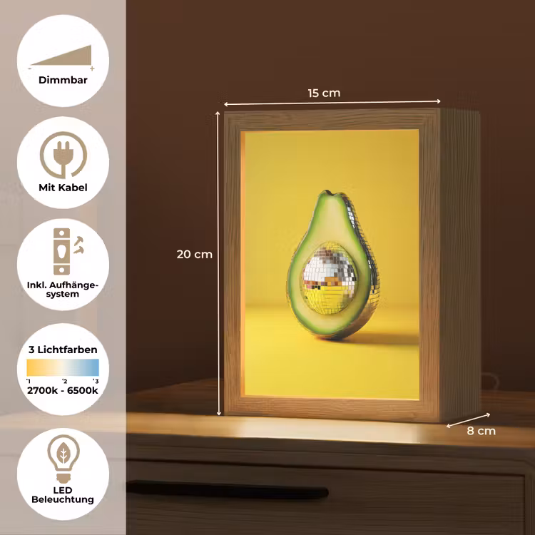 Avocado - Discobal - Geel - Glitter Light Box met kabel (Tafellamp) klein -USP_DE
