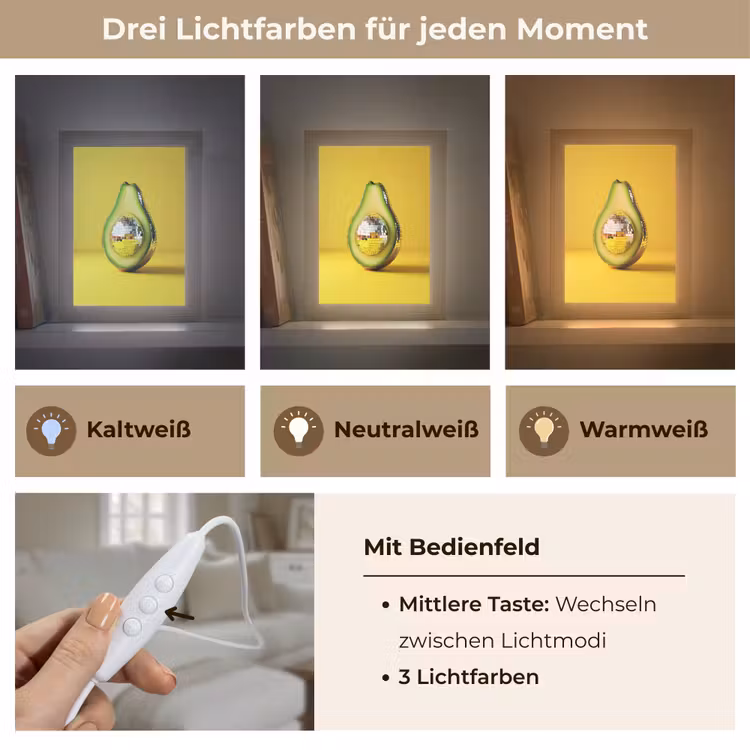 Avocado - Discobal - Geel - Glitter Light Box met kabel (Tafellamp) klein -USP_lichtkleurDE