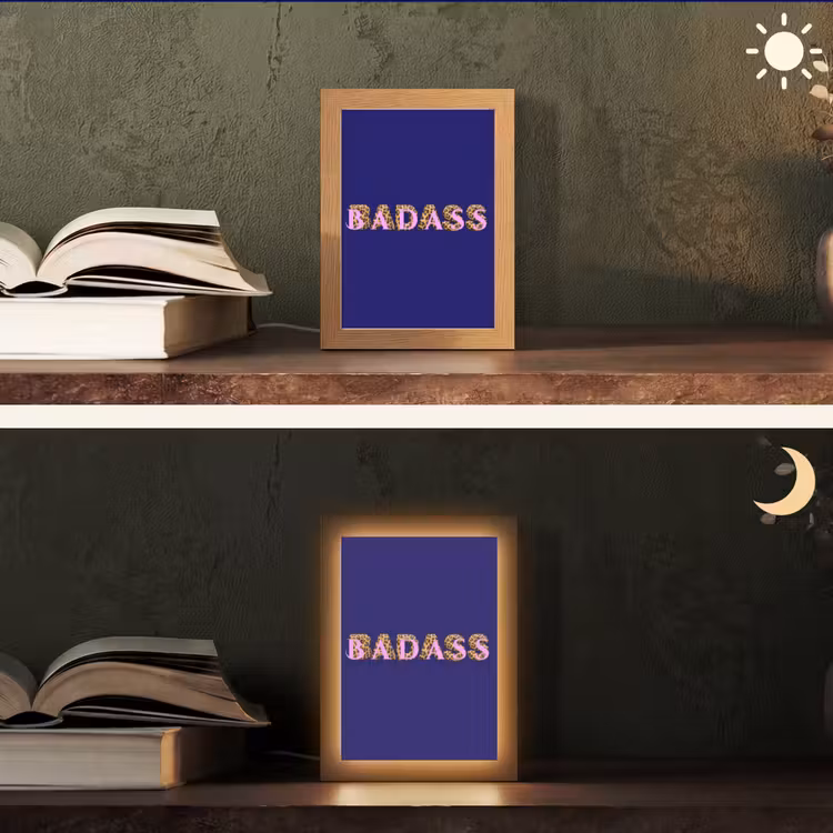 Badass - Panterpint - Schaduw - Roze Light Box met kabel (Tafellamp) klein -sfeer3