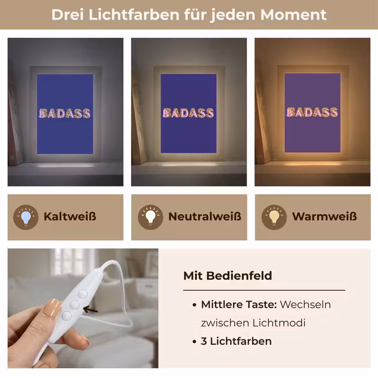 Badass - Panterpint - Schaduw - Roze Light Box met kabel (Tafellamp) klein -USP_lichtkleurDE