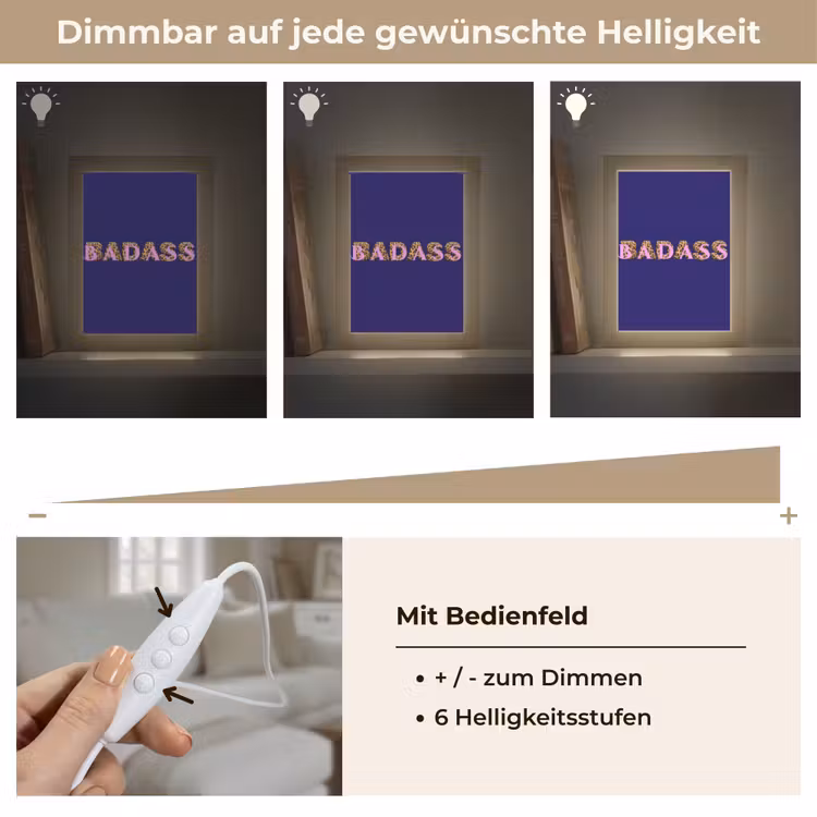 Badass - Panterpint - Schaduw - Roze Light Box met kabel (Tafellamp) klein -USP_dimbaarDE
