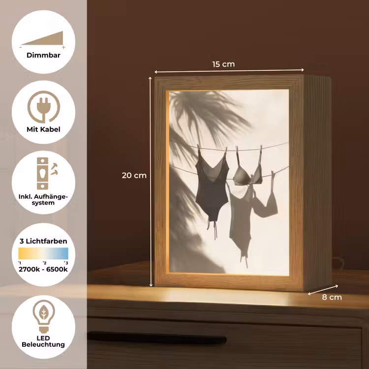 Badkleding - Palmbomen - Schaduw - Tropisch Light Box met kabel (Tafellamp) klein -USP_DE