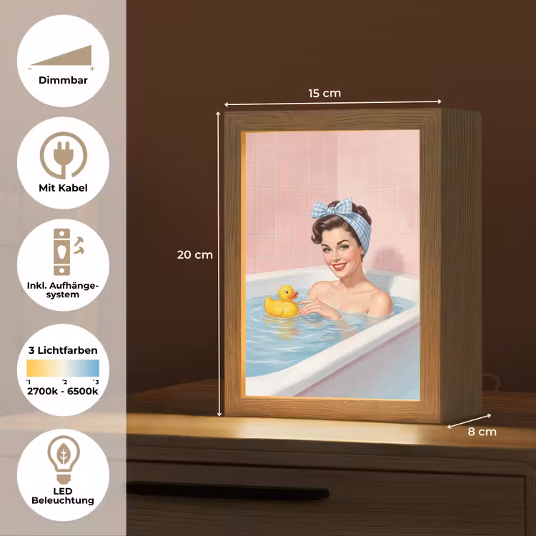 Badkamer - Eend - Blauw Light Box met kabel (Tafellamp) klein -USP_DE