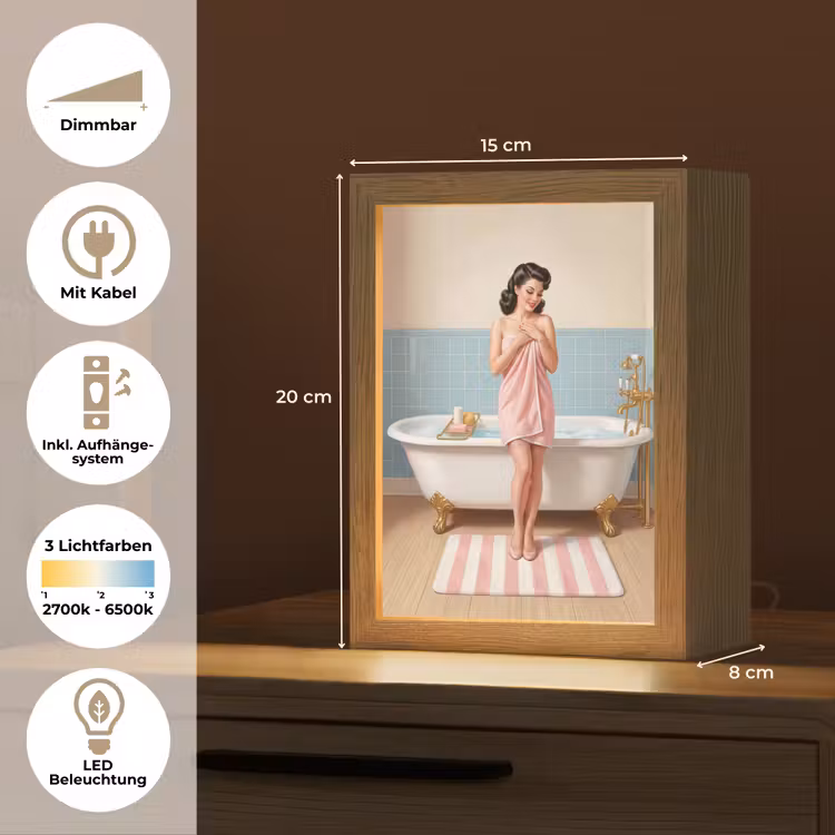Badkamer - Vrouw - Roze Light Box met kabel (Tafellamp) klein -USP_DE