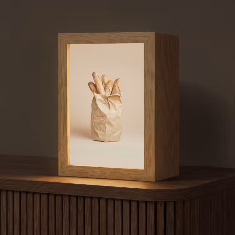 Baguette - Brood - Stokbrood - Beige Light Box met kabel (Tafellamp) klein -z3d_website