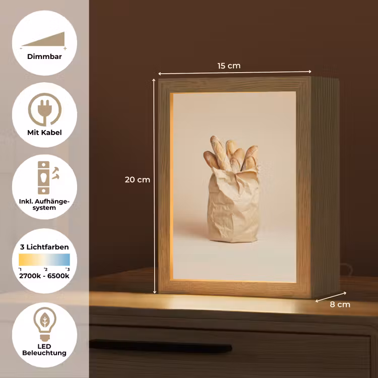 Baguette - Brood - Stokbrood - Beige Light Box met kabel (Tafellamp) klein -USP_DE