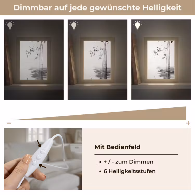 Bamboestammen - Water - Minimalistisch - Wit Light Box met kabel (Tafellamp) klein -USP_dimbaarDE
