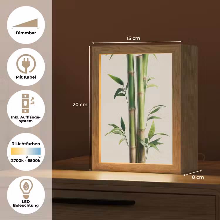 Bamboestengels - Sierlijk - Groen Light Box met kabel (Tafellamp) klein -USP_DE