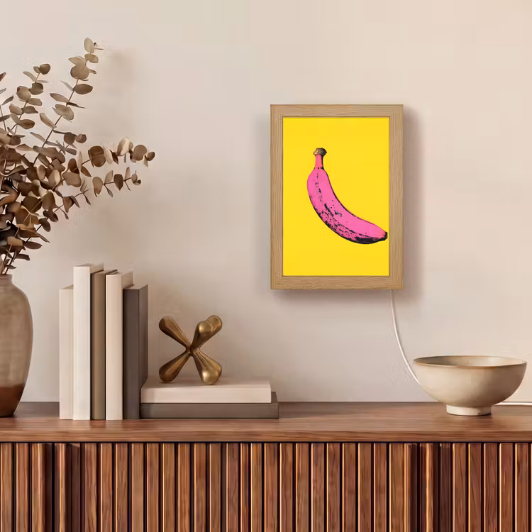 Banaan - Grafisch - Geel Light Box met kabel (Tafellamp) klein -sfeer2