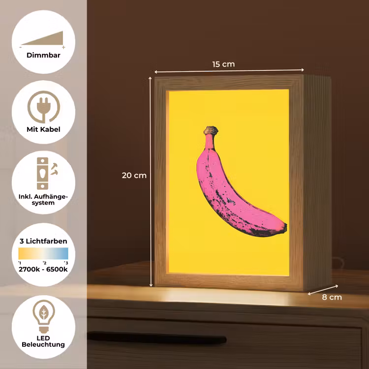 Banaan - Grafisch - Geel Light Box met kabel (Tafellamp) klein -USP_DE