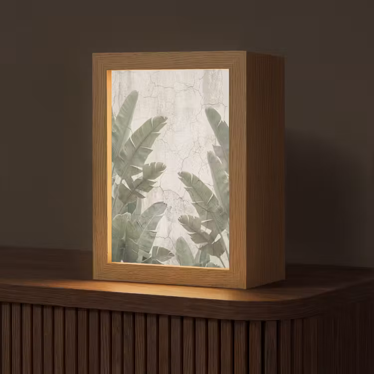 Bananenbladeren - Beton - Groen Light Box met kabel (Tafellamp) klein -z3d_website