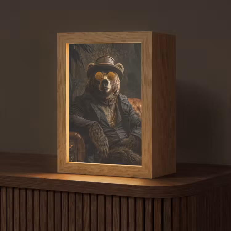 Beer - Bruin - Pak - Hoed Light Box met kabel (Tafellamp) klein -z3d_website