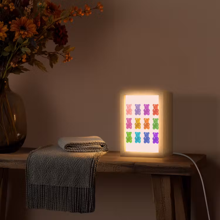 Beer - Kleurrijk - Snoep Light Box met kabel (Tafellamp) klein -sfeer4