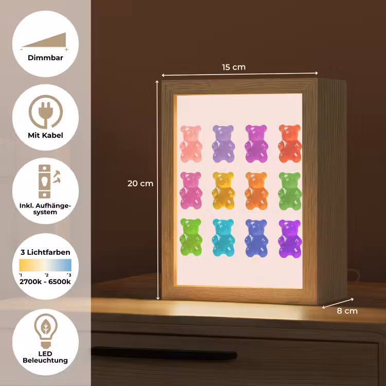 Beer - Kleurrijk - Snoep Light Box met kabel (Tafellamp) klein -USP_DE