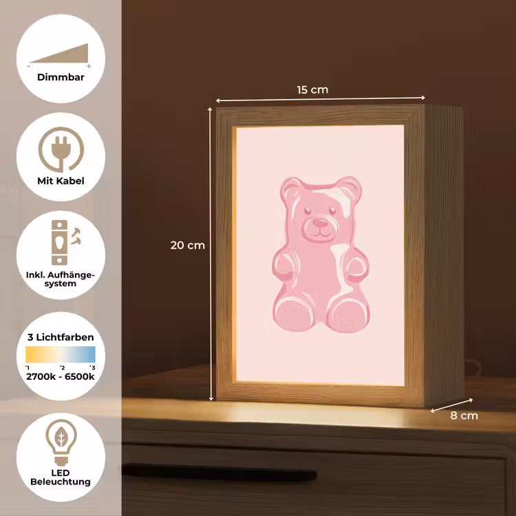 Beer - Roze - Snoep Light Box met kabel (Tafellamp) klein -USP_DE