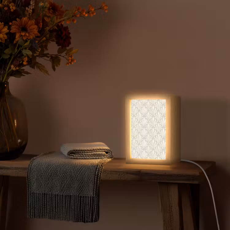 Barok - Patroon - Beige Light Box met kabel (Tafellamp) klein 925 -sfeer4