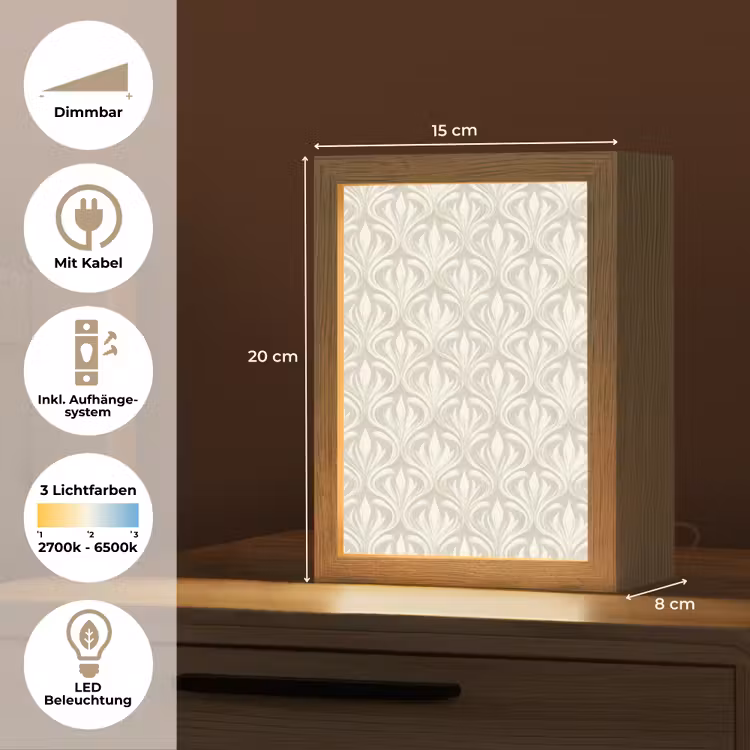 Barok - Patroon - Beige Light Box met kabel (Tafellamp) klein 925 -USP_DE