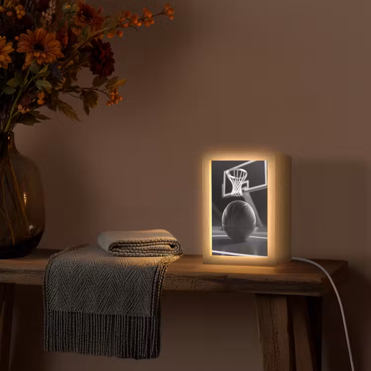 Basketbal - Basketbalveld - Lichtlijnen Light Box met kabel (Tafellamp) klein -sfeer4