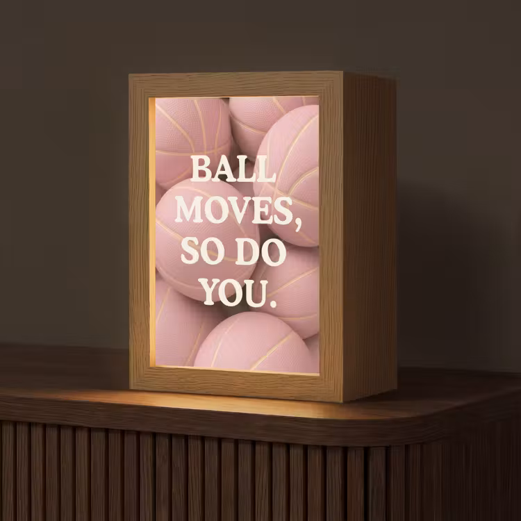 Basketballen - Roze - Quote - Sportief Light Box met kabel (Tafellamp) klein -z3d_website