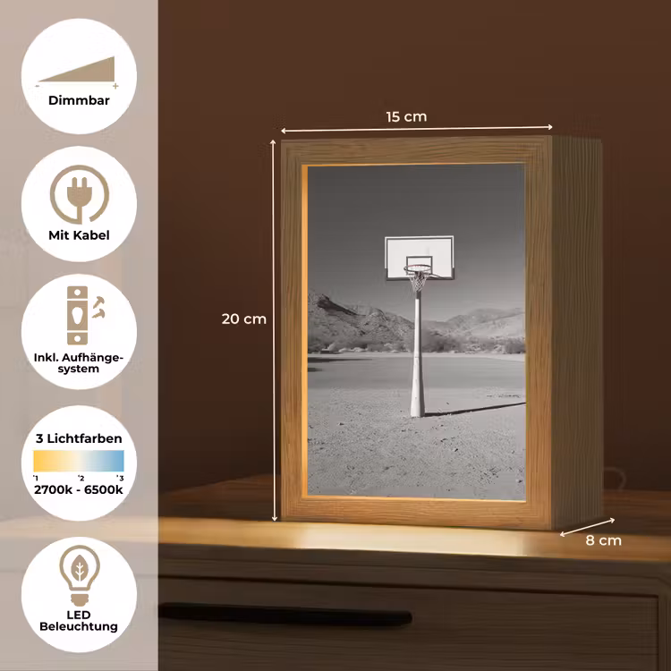 Basketbalpaal - Landschap - Zand - Wit Light Box met kabel (Tafellamp) klein -USP_DE