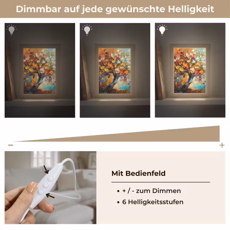 Boom - Abstract - Kleurrijk - Bloemen Light Box met kabel (Tafellamp) klein -USP_dimbaarDE
