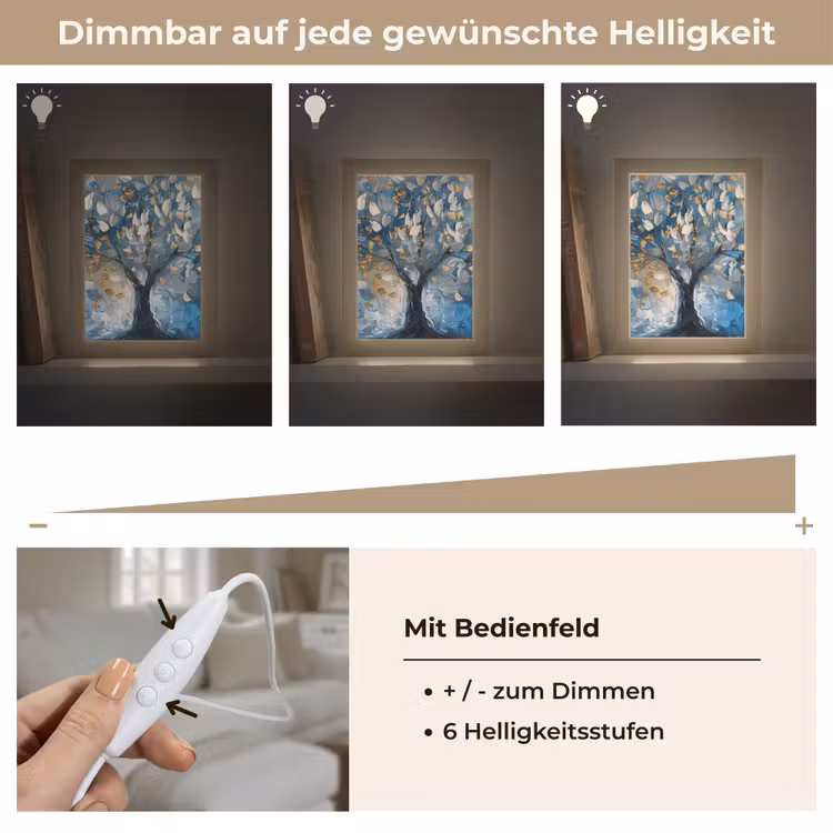 Boom - Blauw - Goud - Abstract Light Box met kabel (Tafellamp) klein -USP_dimbaarDE